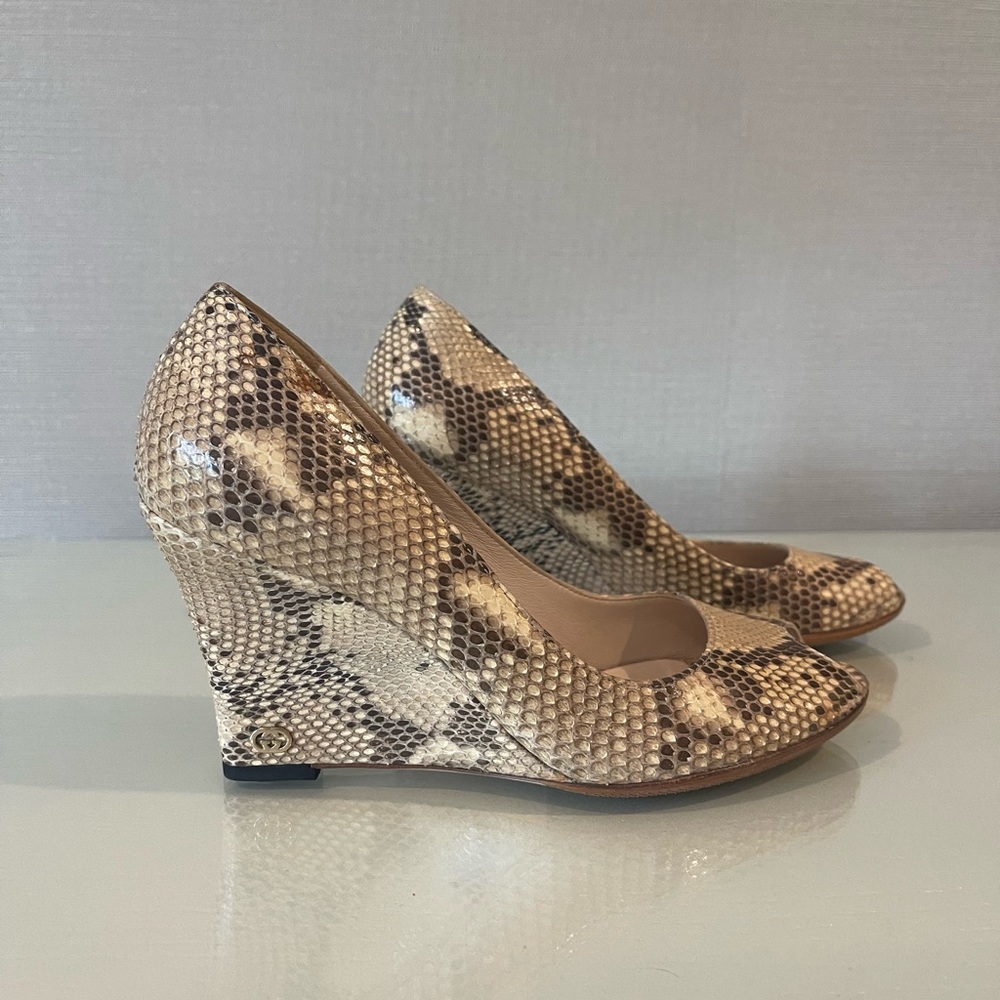 Gucci GENUINE python wedges. Excellent condition. Size 7.